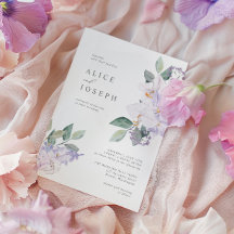 Elegant Lila Watercolor Flowers & Greenery