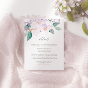 Elegant Lila Watercolor Flowers & Greenery Tilläggskort
