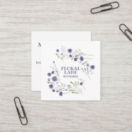 Elegant Lila Watercolor Flowers Vacation Rental Fyrkantigt Visitkort