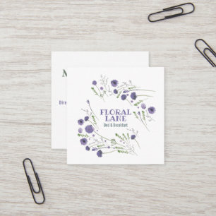 Elegant Lila Watercolor Flowers Vacation Rental Fyrkantigt Visitkort