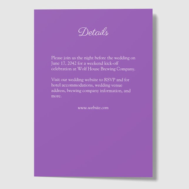 Elegant Lila Watercolor Wildblomma Bröllop Tilläggskort (Skapare uppladdad)