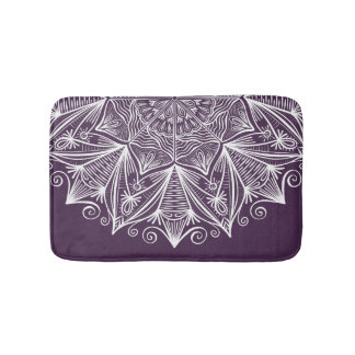 Elegant Lila White Mandala Art Intricate Snöre Badrumsmatta