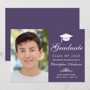 Elegant Lila White Script Photo Studenten Meddelande