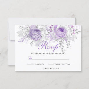Elegant Lila White Winter Blommigt Bröllop OSA Kort