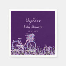 Elegant Lila Wildblomma Bicycle Baby Shower