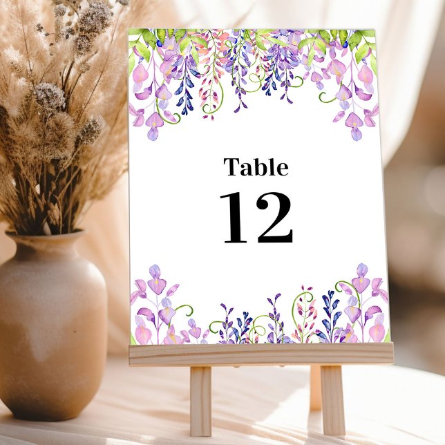 Elegant Lila Wisteria Bordsnummer Card (Table Number Cards from my Purple Wisteria Quinceanera Collection)