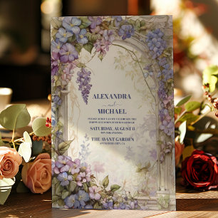 Elegant Lila Wisteria Flowers Bröllop Inbjudningar