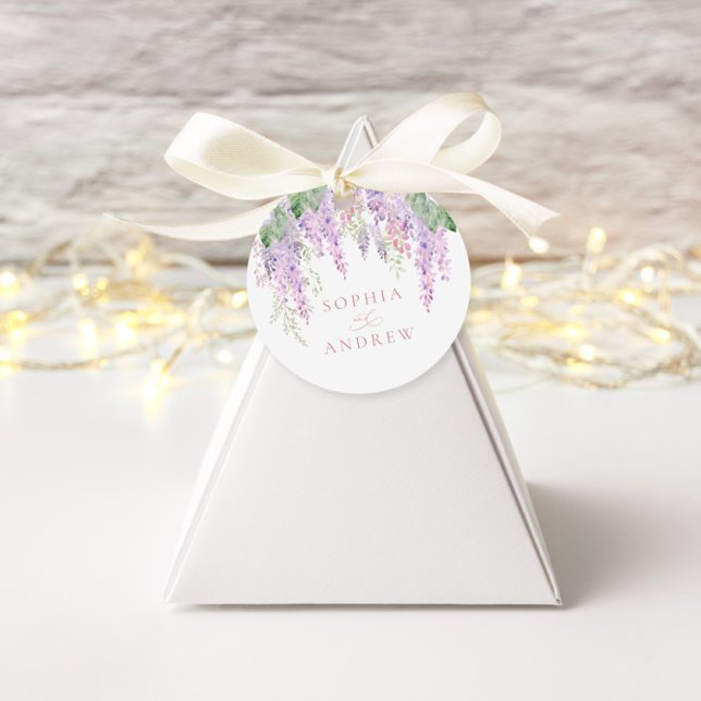Elegant Lila Wisteria Flowers Wedding Favor Märkre Gåvor Etiketter (Skapare uppladdad)