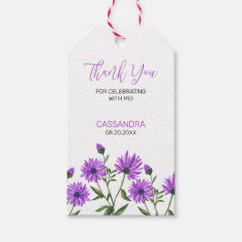 Elegant Lila Xeranthemum Blommigt Tack Presentetikett