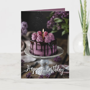 Elegant Lilac Birthday Cake Kort