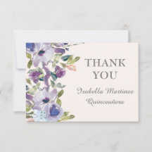 Elegant Lilac Blue Blommigt Vågrät Quinceañera
