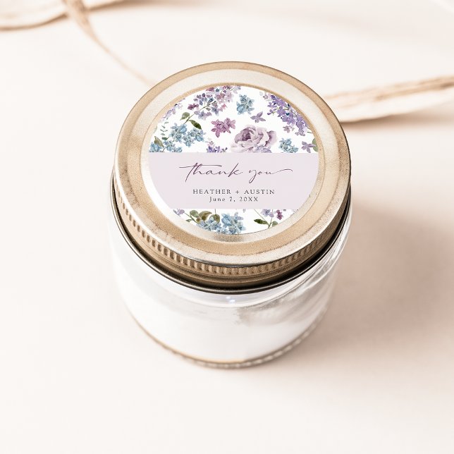 Elegant Lilac Bröllop Runt Klistermärke (Elegant Lilac Wedding Classic Round Sticker by Painted Paperie
)