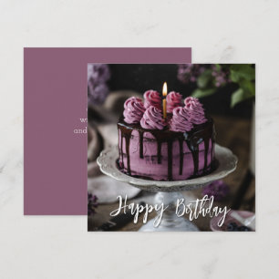 Elegant Lilac Cake Birthday Hälsning Kort