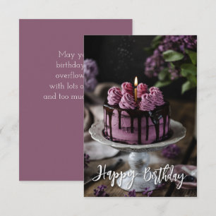 Elegant Lilac Cake Small Birthday Hälsning Kort