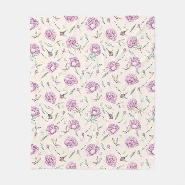 Elegant Lilac Floral Blanket, Soft Purple Roses Fleecefilt (Framsidan)