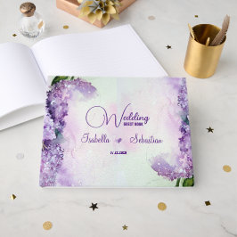 Elegant Lilac Flowers Bröllop Guest Bok