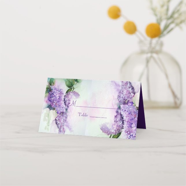 Elegant Lilac Flowers Bröllop Place Card Placeringskort (Framsida)