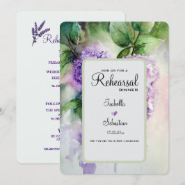 Elegant Lilac Flowers Bröllop Rehearsal Dinner Inbjudningar