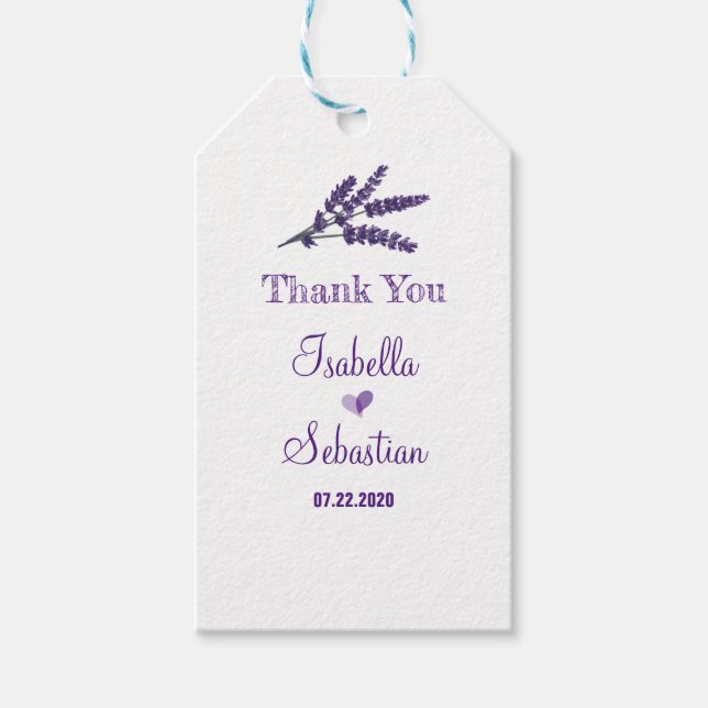 Elegant Lilac Flowers Bröllop Tack Presentetikett (Framsidan)