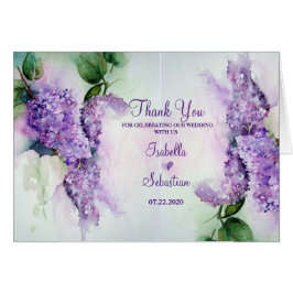 Elegant Lilac Flowers Bröllop - tackkort OBS Kort