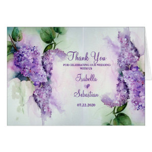 Elegant Lilac Flowers Bröllop - tackkort OBS Kort