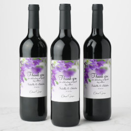 Elegant Lilac Flowers Bröllop Vinflaska Etikett