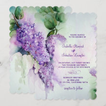 Elegant Lilac Flowers bröllopsinbjudningar