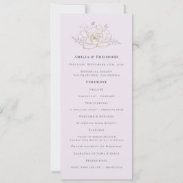 Elegant Lilac Gold Floral Wedding Program