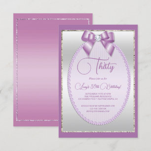 Elegant Lilac Jewel Bow Birthday-inbjudan Inbjudningar