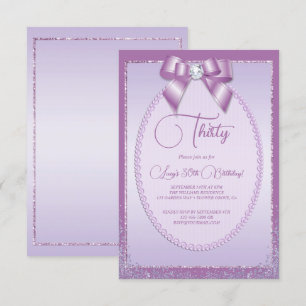 Elegant Lilac Jewel Bow & Glitter Birthday Inbjudningar