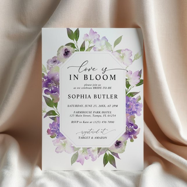 Elegant Lilac Kärlek finns i bloomblåsare-inbjudan Inbjudningar (Skapare uppladdad)