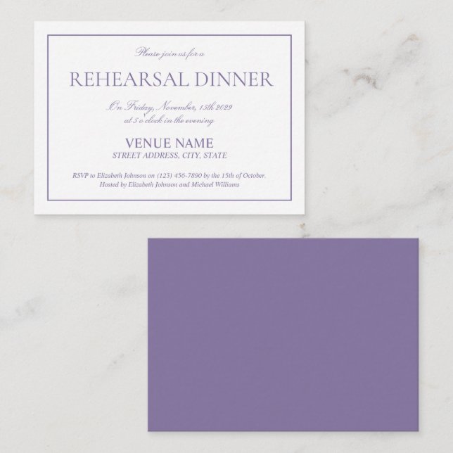 Elegant Lilac Lavendel Klassisk Skript Övning Tilläggskort (Fram/baksida)