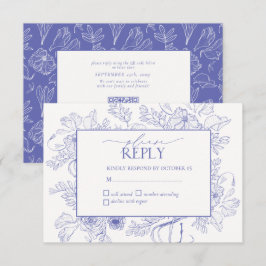 Elegant Lilac Lavender Blommigt Line Art Bröllop OSA Kort