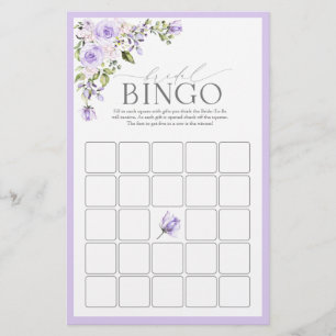 Elegant Lilac Lavender Blommigt Möhippa Bingo Game