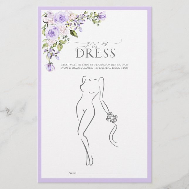 Elegant Lilac Lavender Blommigt Möhippa Game (Framsida)