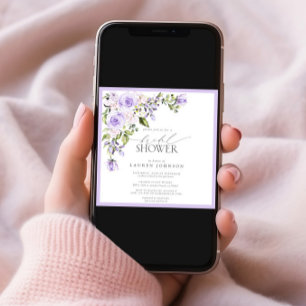 Elegant Lilac Lavender Blommigt Möhippa Inbjudningar