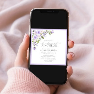 Elegant Lilac Lavender Blommigt Möhippa Luncheon Inbjudningar