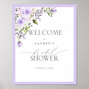 Elegant Lilac Lavender Blommigt Möhippa Välkommen Poster