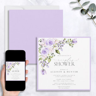 Elegant Lilac Lavender Blommigt Par Shower Inbjudningar