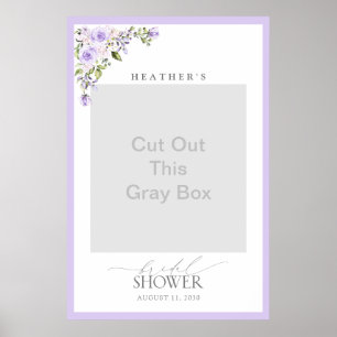 Elegant Lilac Lavender Blommigt Shower Photo Booth Poster