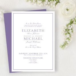 Elegant Lilac Lavender Classic Bröllop Inbjudningar