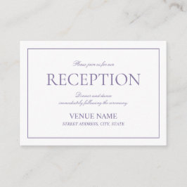 Elegant Lilac Lavender Classic Script Reception Tilläggskort