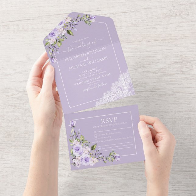 Elegant Lilac Lavender Rustic Snöre Bröllop (Tearaway)