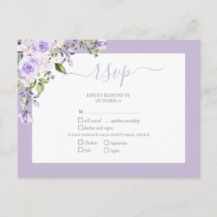 Elegant Lilac Lavender Rustic Snöre Bröllop OSA Inbjudan Vykort