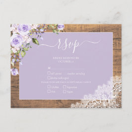 Elegant Lilac Lavender Rustic Snöre Bröllop OSA Inbjudan Vykort