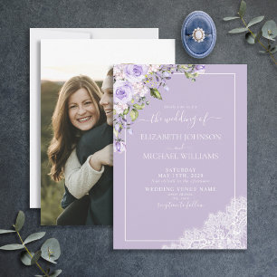Elegant Lilac Lavender Rustic Wood Snöre Bröllop Inbjudningar