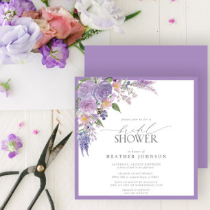 Elegant Lilac Lavender Watercolor Möhippa in Inbjudningar