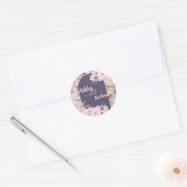 Elegant Lilac Lila Blommigt Arch Summer bröllop Runt Klistermärke