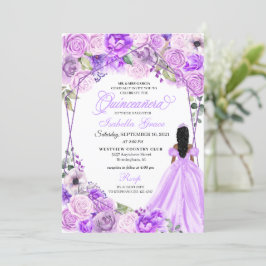 Elegant Lilac Lila Blommigt Quinceanera-inbjudan Inbjudningar