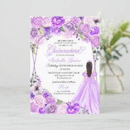 Elegant Lilac Lila Blommigt Quinceanera-inbjudan Inbjudningar